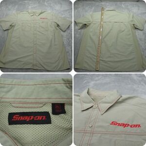 Snap-On Pearl Snap Shirt Men XL Cream Pockets Water Resistant Performance Vented